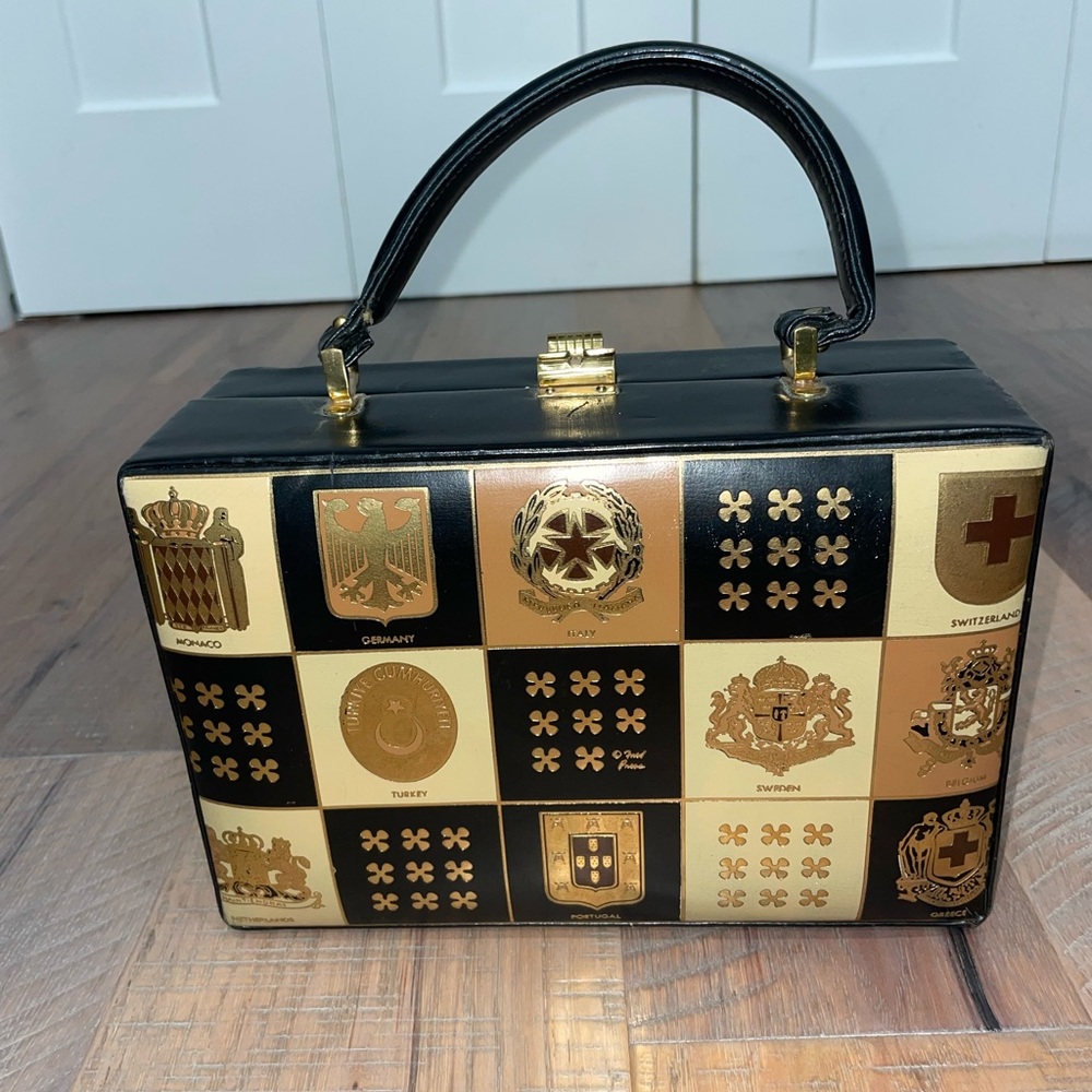 Vintage Murray Kruger EUROPEANCREST LEATHER Mid Century Modern Purse Hand Bag
